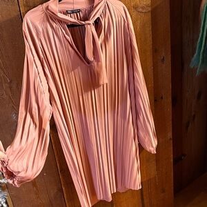 Elegant Pink Pleated Women's dress
